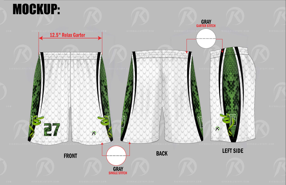 TMP - Diamond Snakes - White Mens Shorts